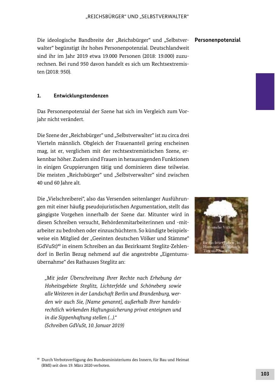 Seite 103 des Verfassungsschutzbericht 2019 Bund