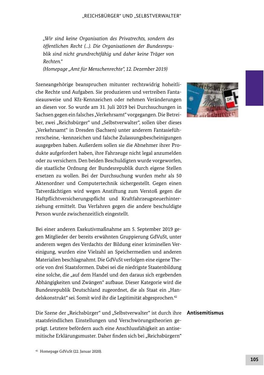 Seite 105 des Verfassungsschutzbericht 2019 Bund