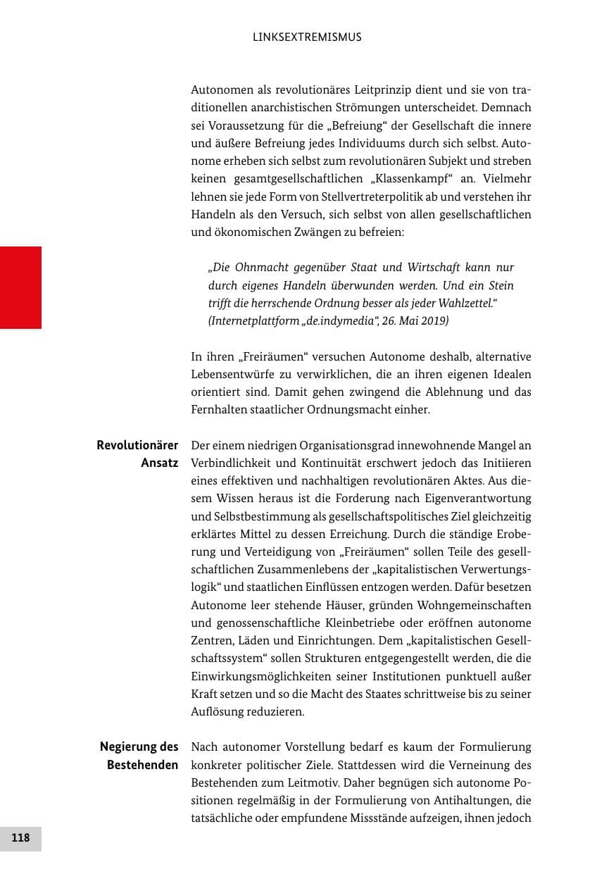 Seite 118 des Verfassungsschutzbericht 2019 Bund
