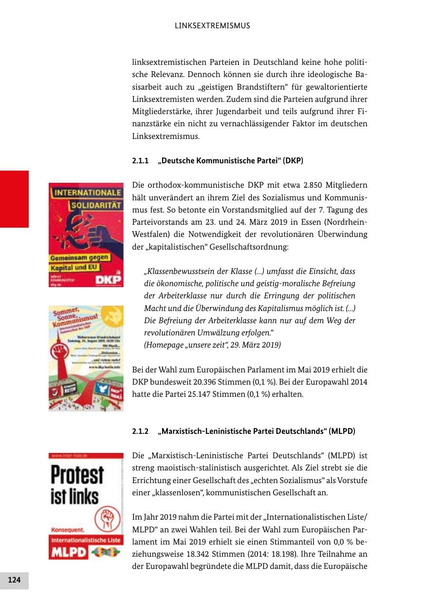 Seite 124 des Verfassungsschutzbericht 2019 Bund