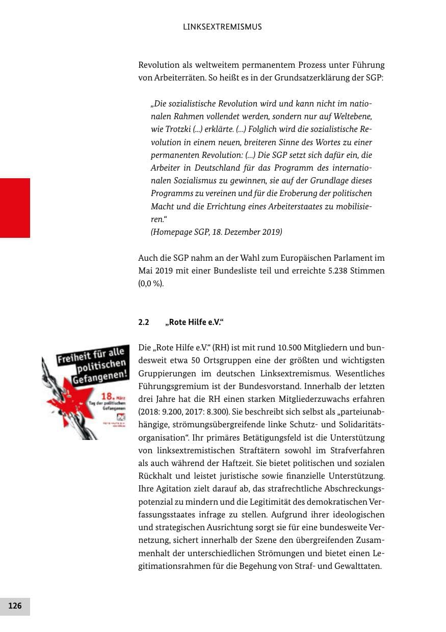 Seite 126 des Verfassungsschutzbericht 2019 Bund