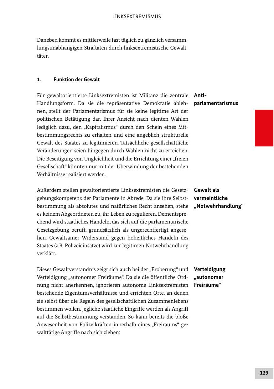 Seite 129 des Verfassungsschutzbericht 2019 Bund