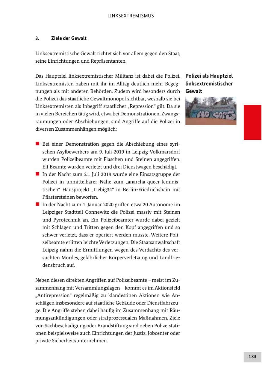Seite 133 des Verfassungsschutzbericht 2019 Bund