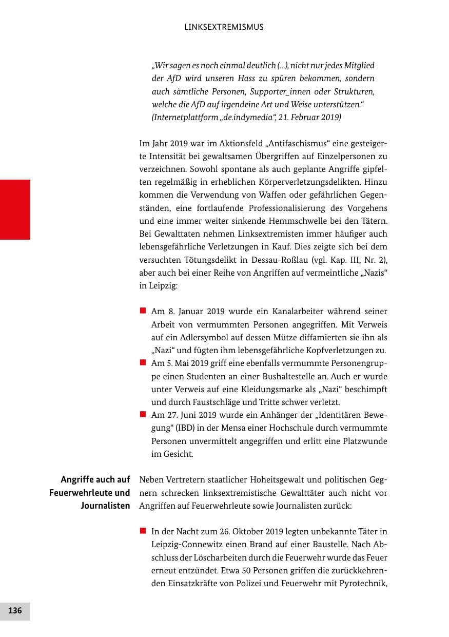 Seite 136 des Verfassungsschutzbericht 2019 Bund