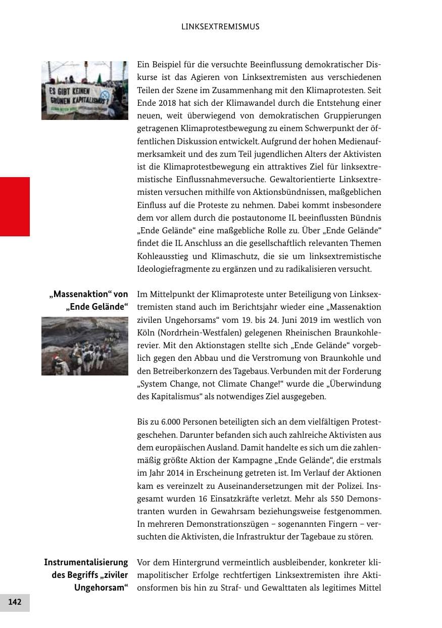 Seite 142 des Verfassungsschutzbericht 2019 Bund