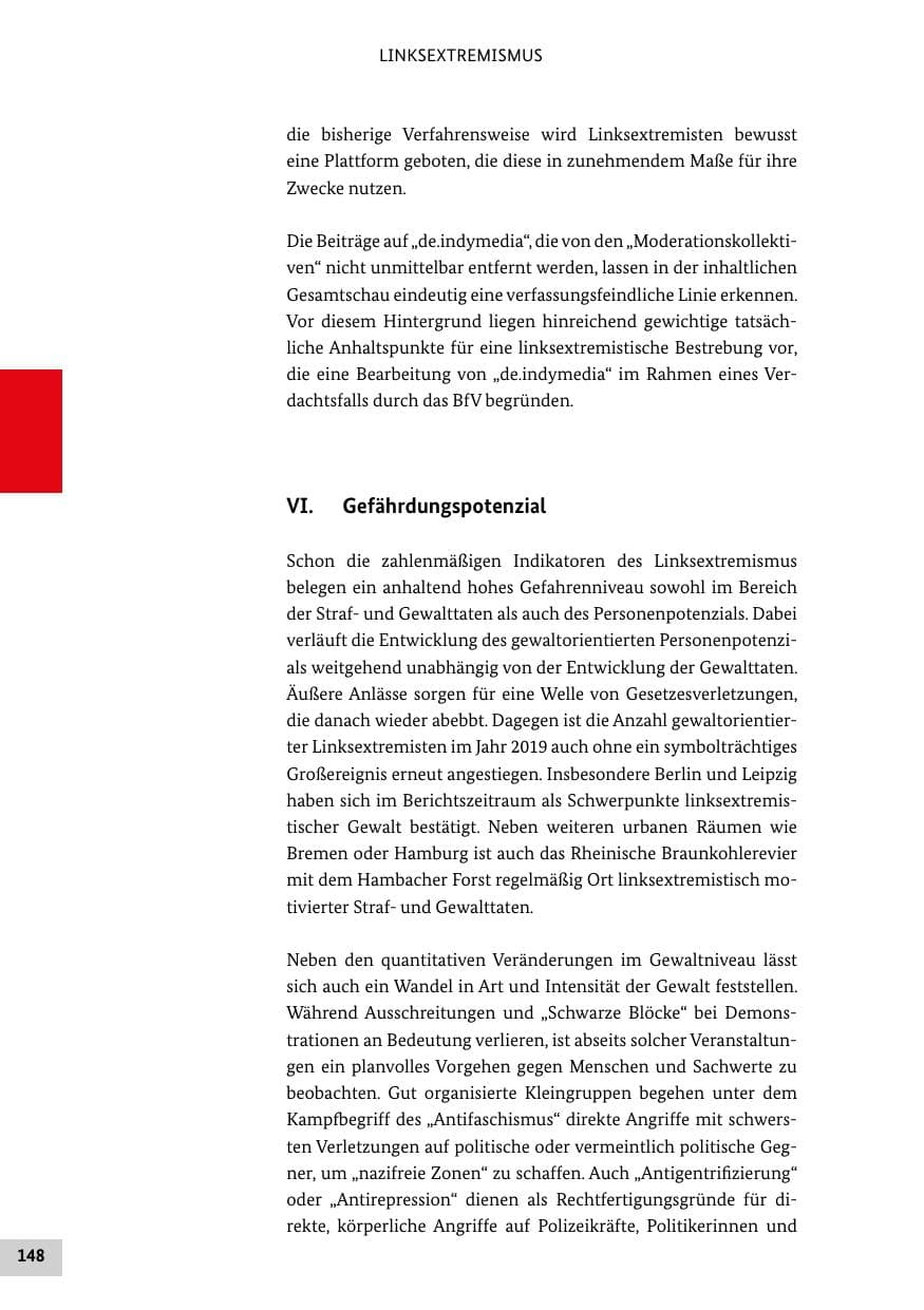 Seite 148 des Verfassungsschutzbericht 2019 Bund