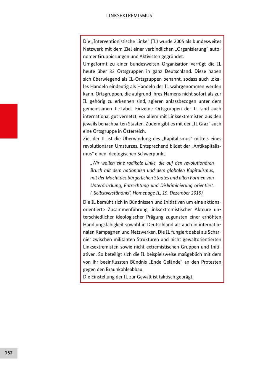 Seite 152 des Verfassungsschutzbericht 2019 Bund