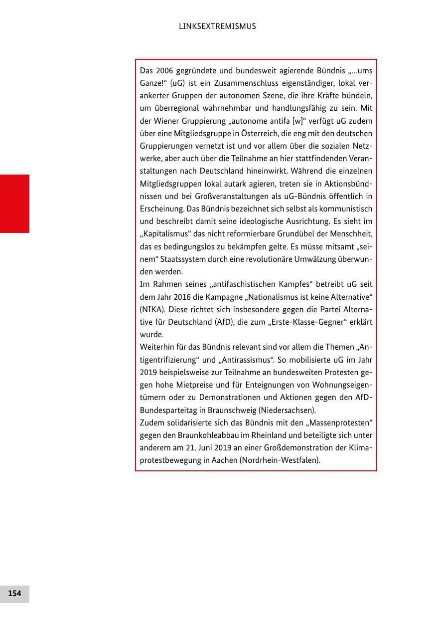 Seite 154 des Verfassungsschutzbericht 2019 Bund