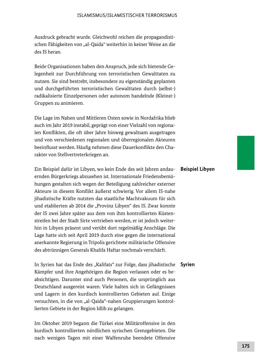 Seite 175 des Verfassungsschutzbericht 2019 Bund