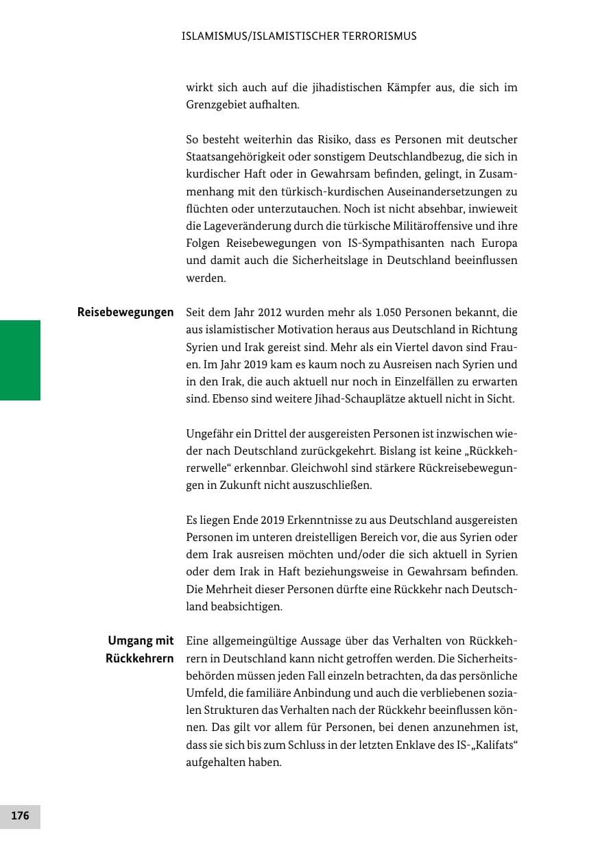 Seite 176 des Verfassungsschutzbericht 2019 Bund