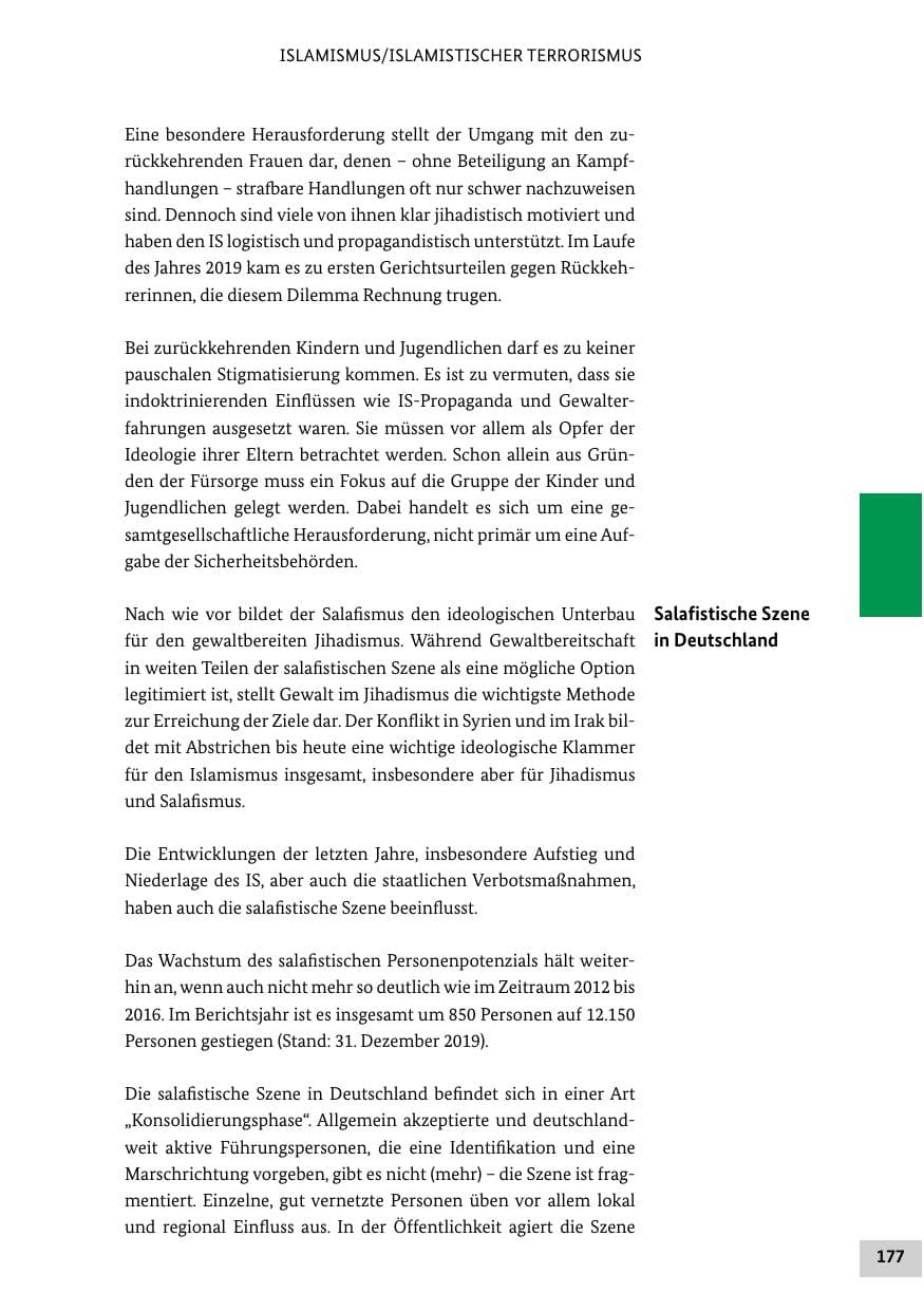 Seite 177 des Verfassungsschutzbericht 2019 Bund