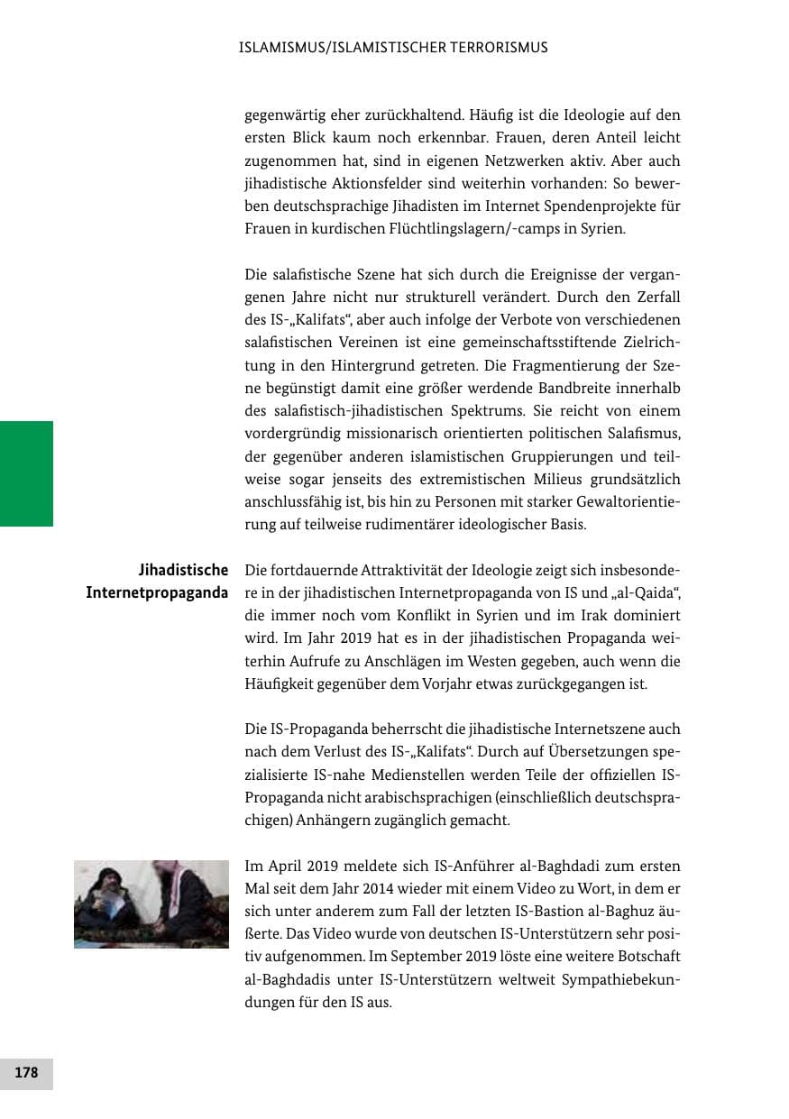 Seite 178 des Verfassungsschutzbericht 2019 Bund