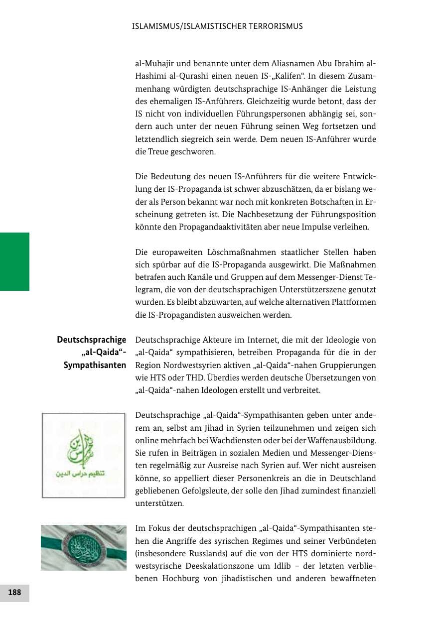 Seite 188 des Verfassungsschutzbericht 2019 Bund