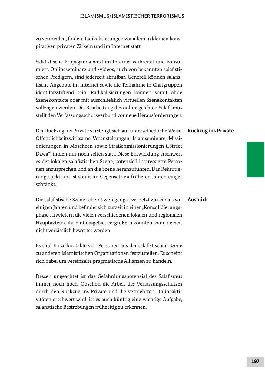 Seite 197 des Verfassungsschutzbericht 2019 Bund