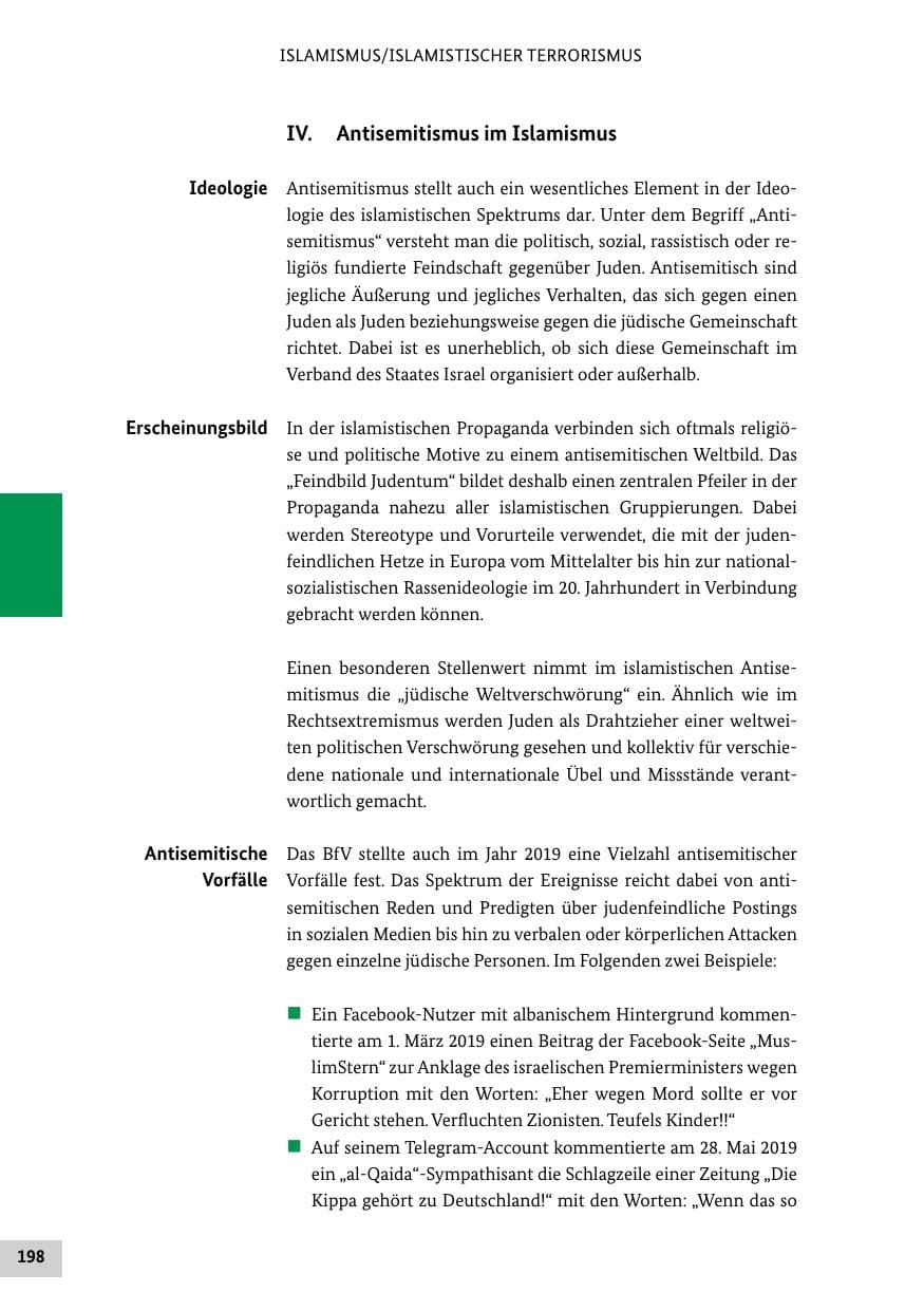 Seite 198 des Verfassungsschutzbericht 2019 Bund