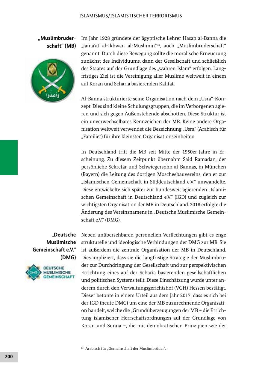 Seite 200 des Verfassungsschutzbericht 2019 Bund