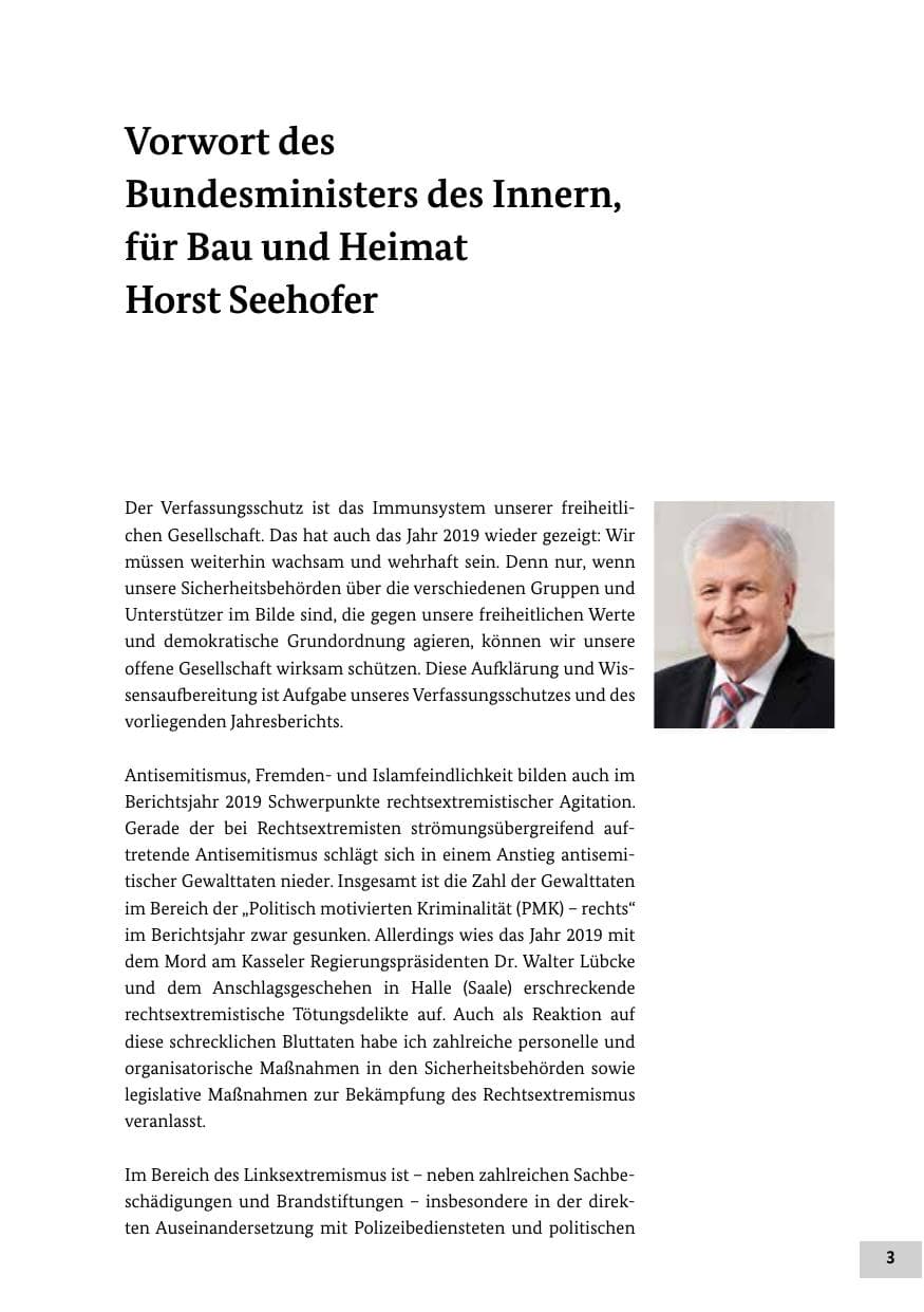 Seite 3 des Verfassungsschutzbericht 2019 Bund