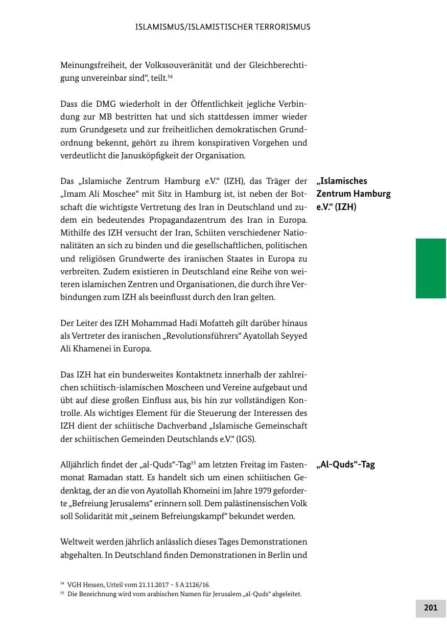 Seite 201 des Verfassungsschutzbericht 2019 Bund