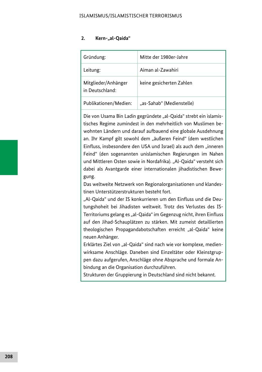 Seite 208 des Verfassungsschutzbericht 2019 Bund