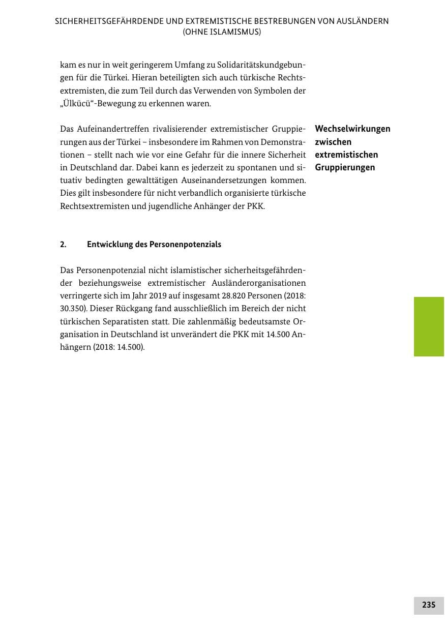 Seite 235 des Verfassungsschutzbericht 2019 Bund