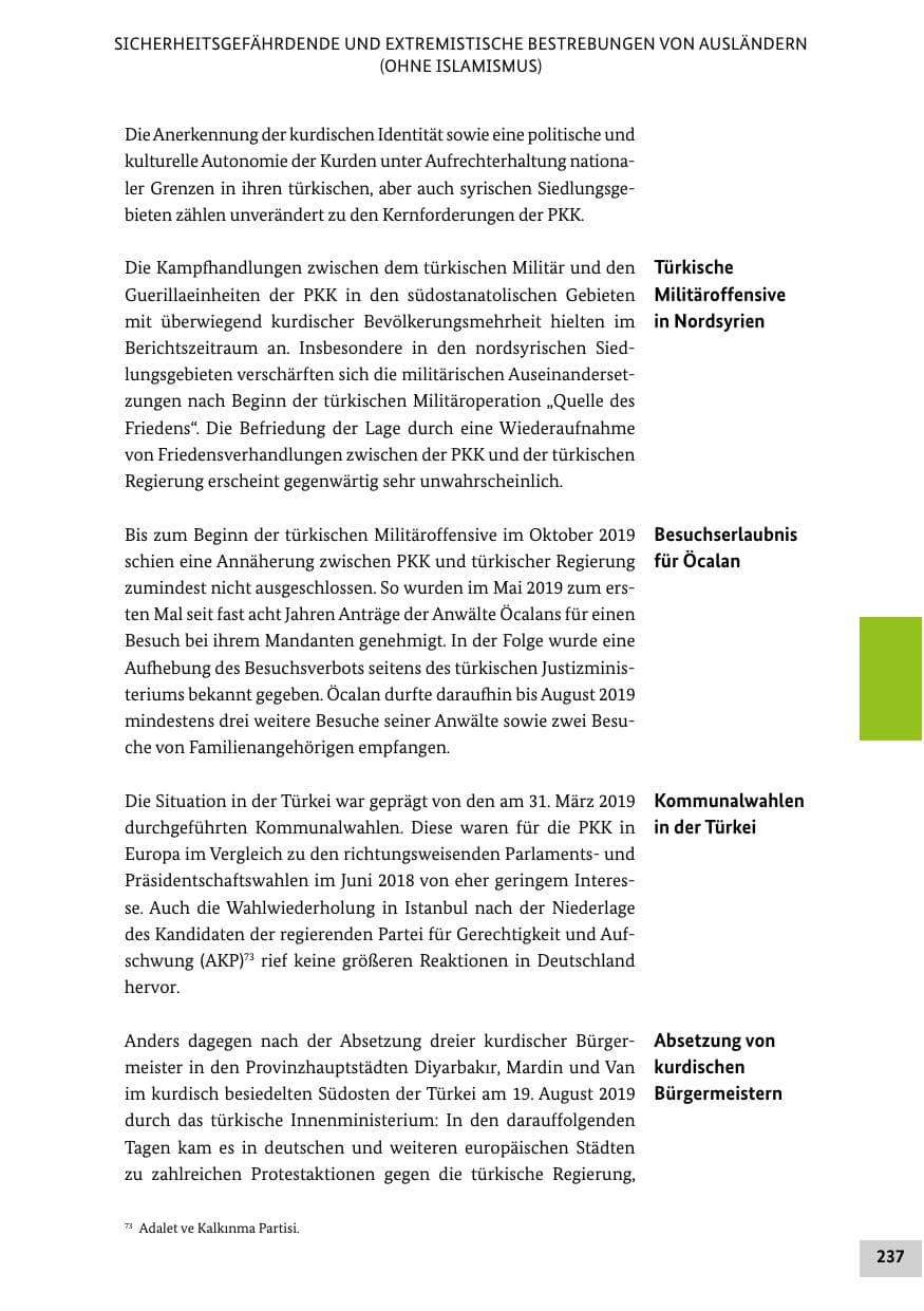 Seite 237 des Verfassungsschutzbericht 2019 Bund