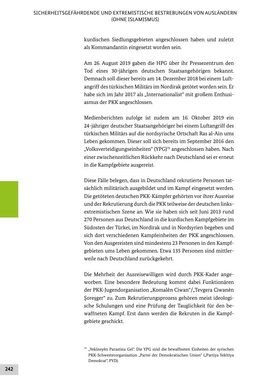 Seite 242 des Verfassungsschutzbericht 2019 Bund
