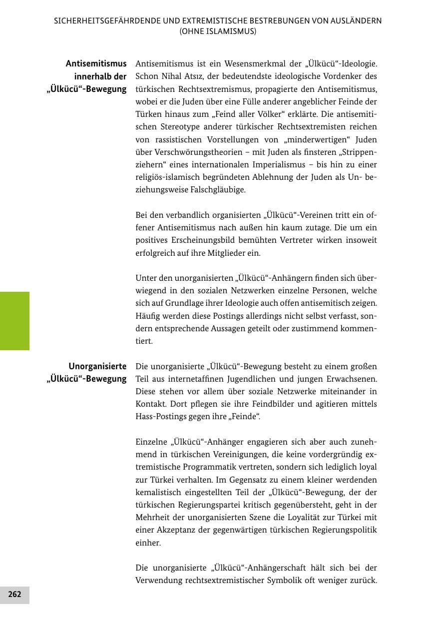 Seite 262 des Verfassungsschutzbericht 2019 Bund
