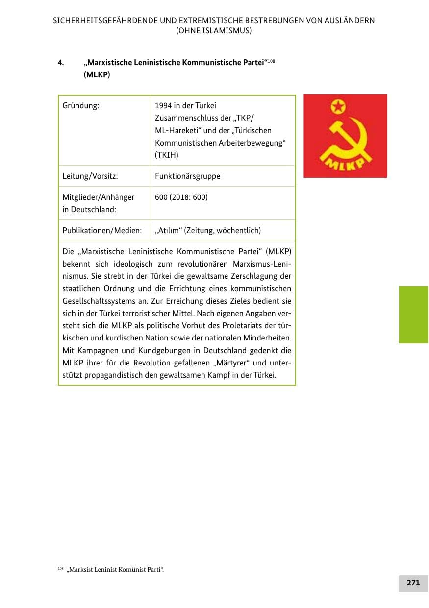 Seite 271 des Verfassungsschutzbericht 2019 Bund
