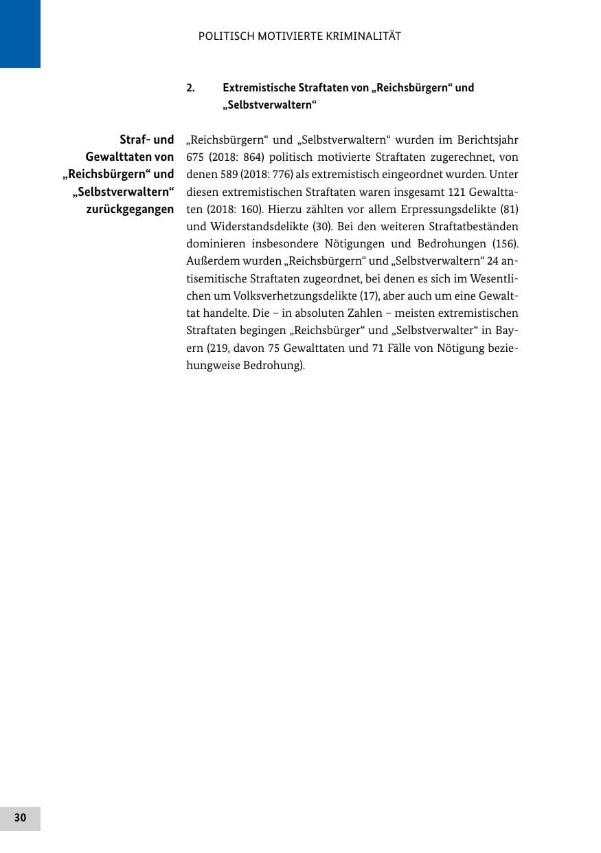 Seite 30 des Verfassungsschutzbericht 2019 Bund
