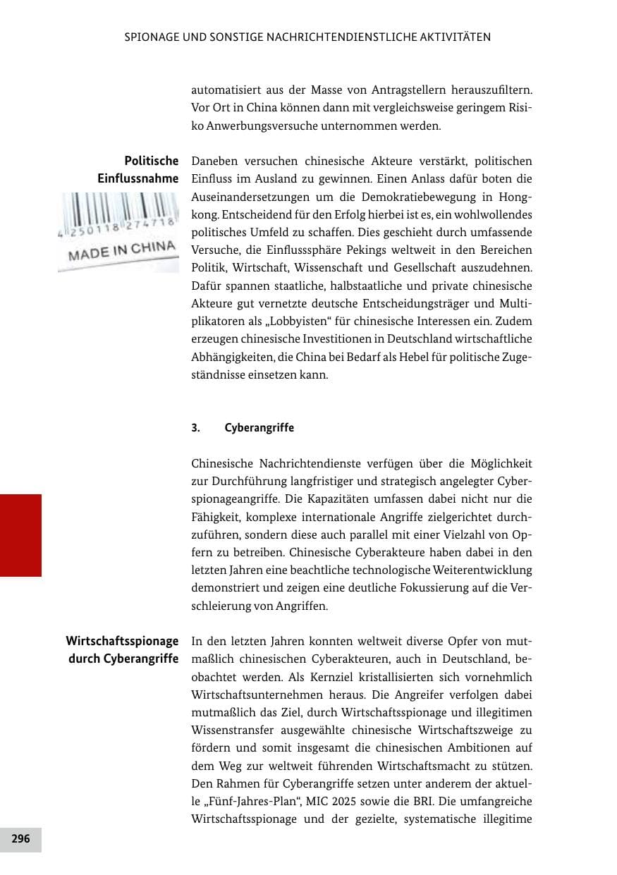 Seite 296 des Verfassungsschutzbericht 2019 Bund
