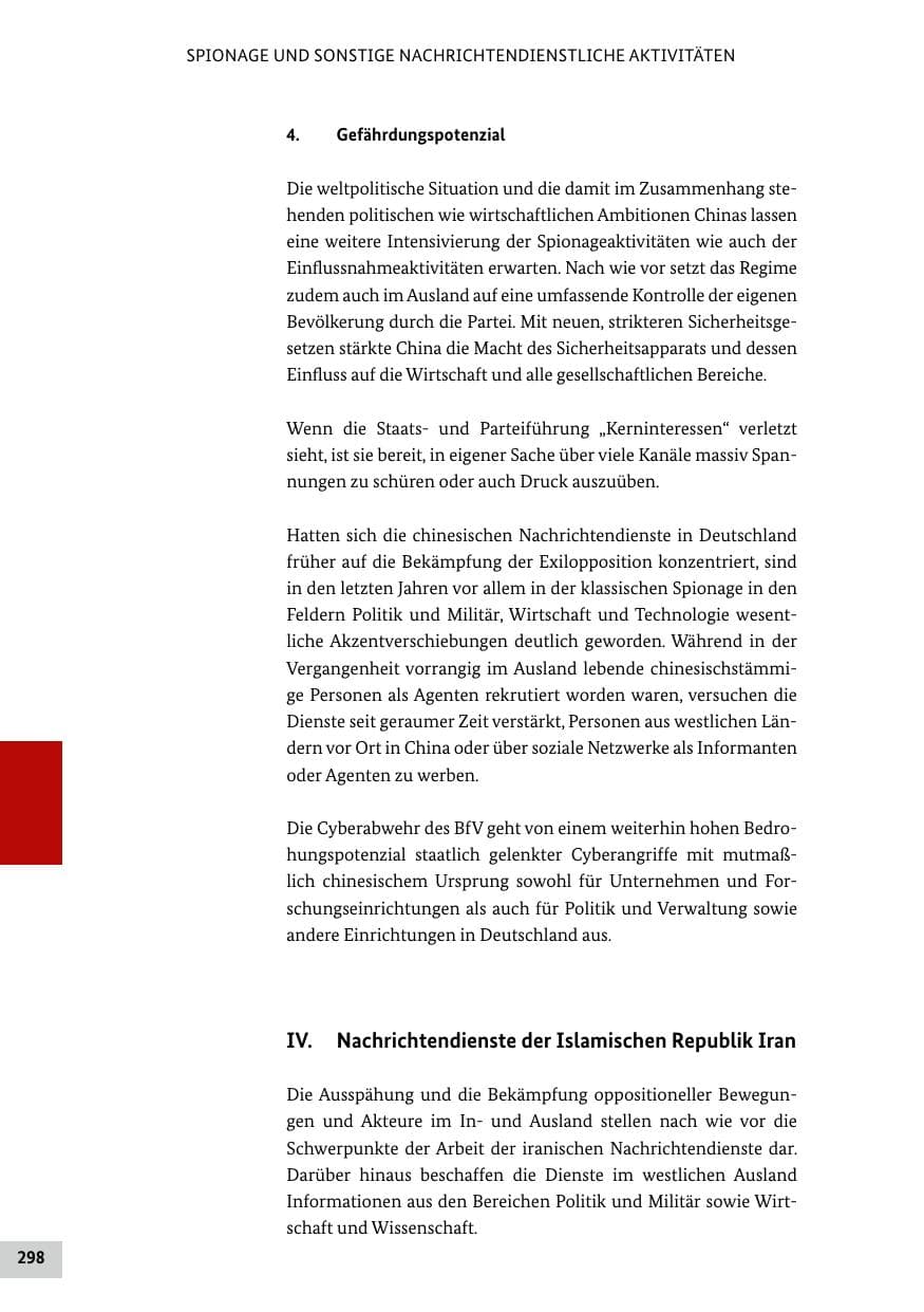 Seite 298 des Verfassungsschutzbericht 2019 Bund
