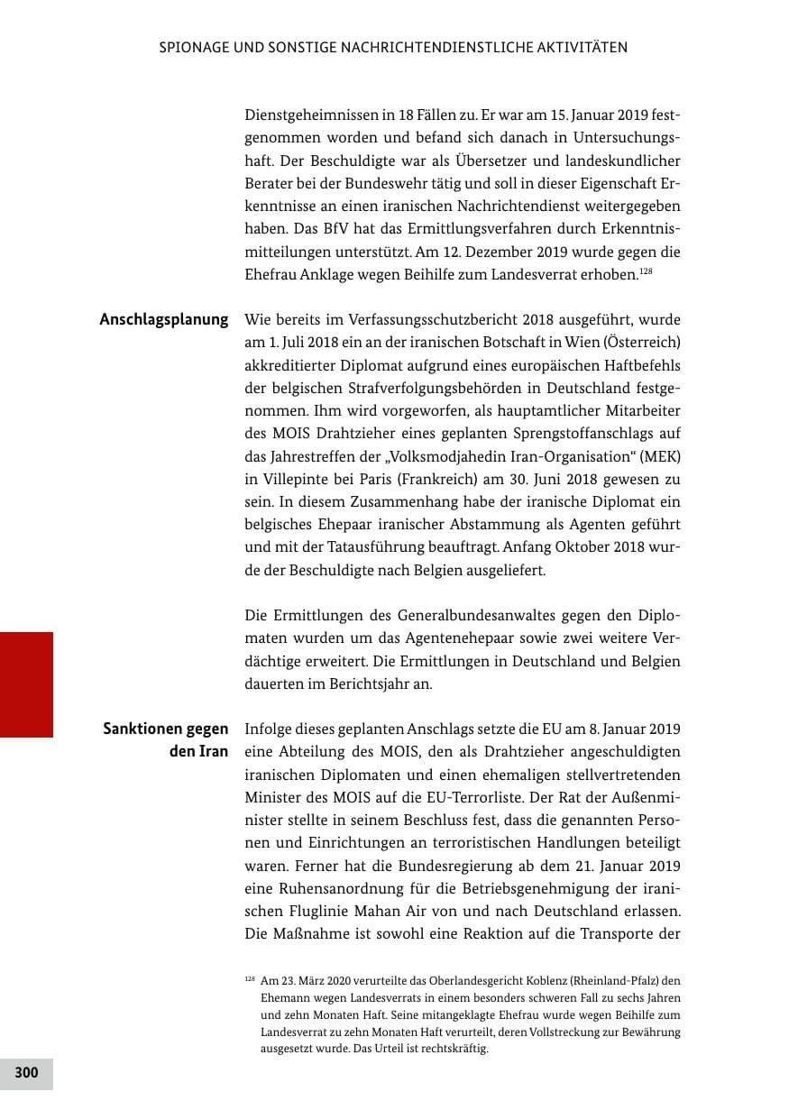 Seite 300 des Verfassungsschutzbericht 2019 Bund