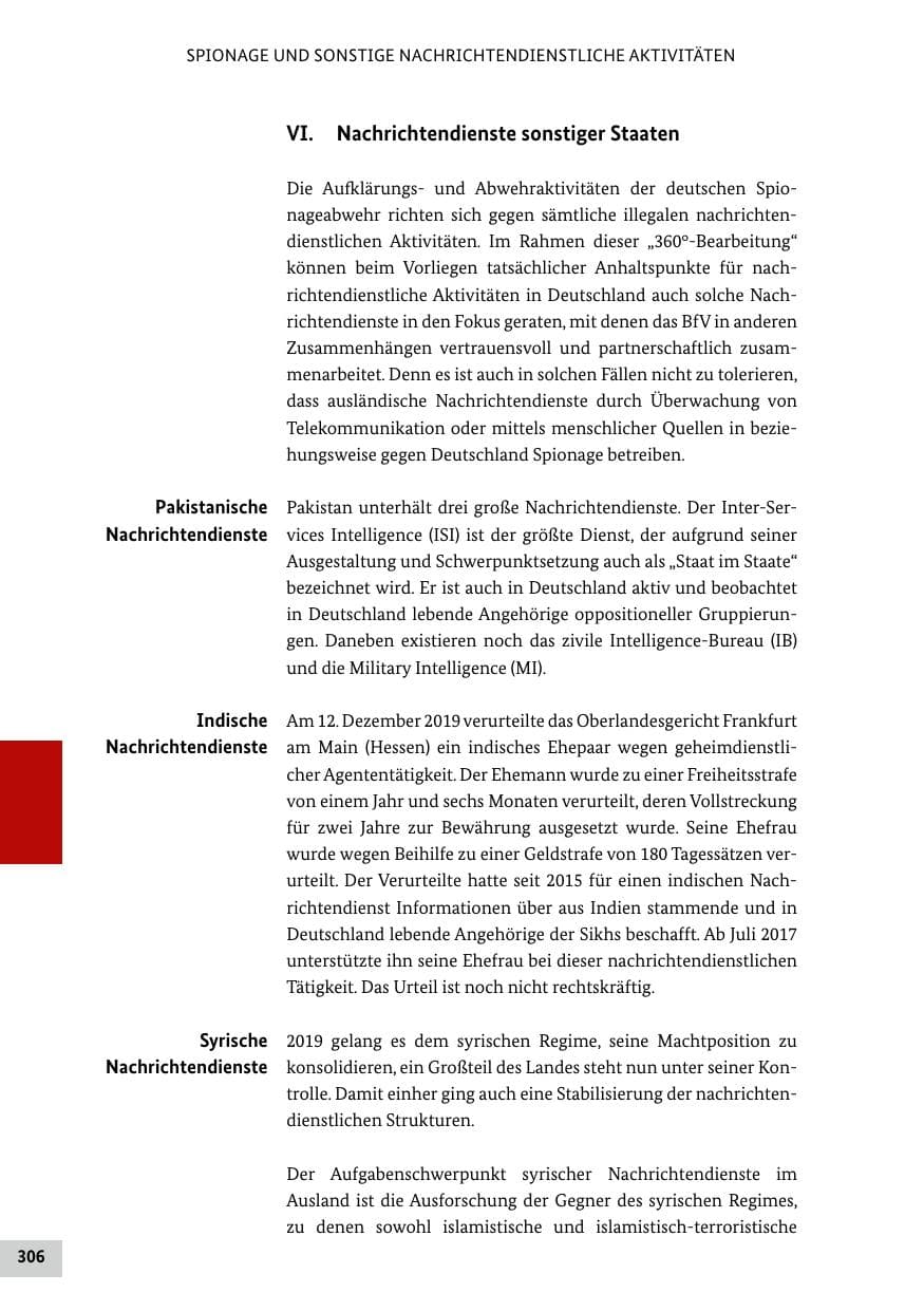 Seite 306 des Verfassungsschutzbericht 2019 Bund