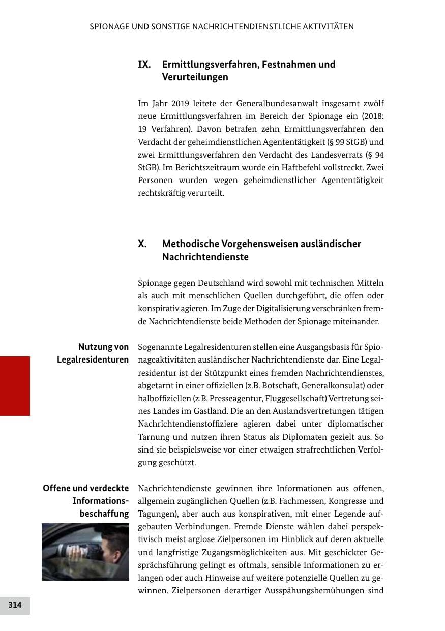 Seite 314 des Verfassungsschutzbericht 2019 Bund