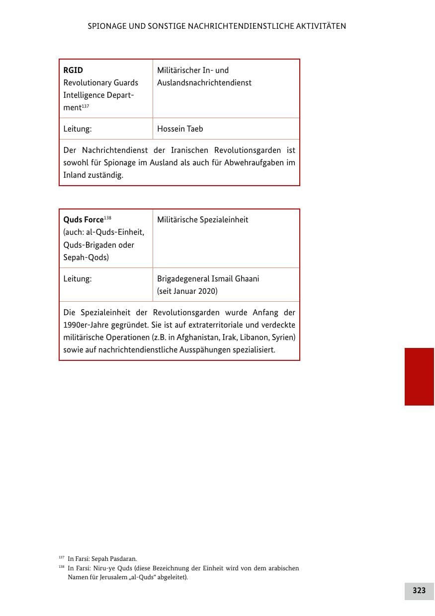 Seite 323 des Verfassungsschutzbericht 2019 Bund