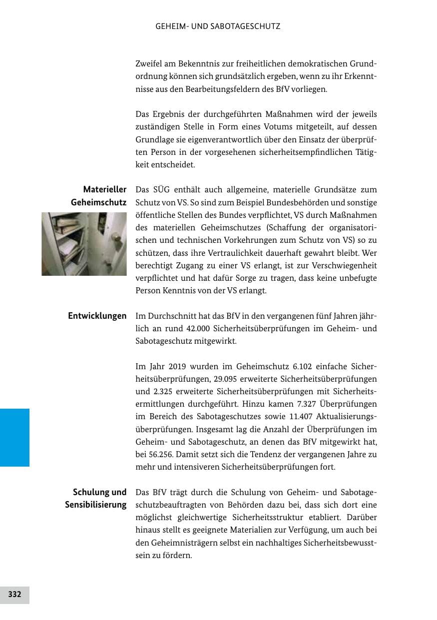 Seite 332 des Verfassungsschutzbericht 2019 Bund