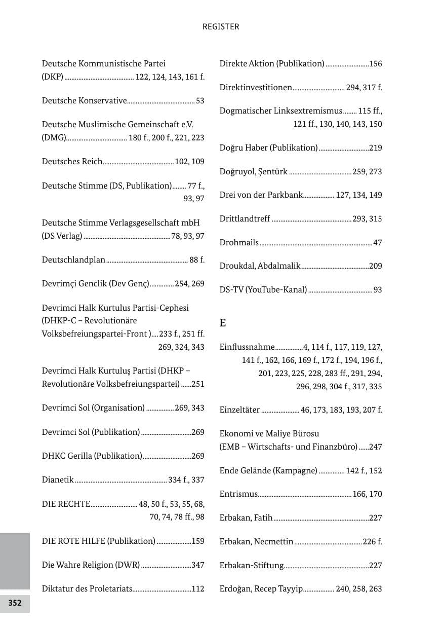 Seite 352 des Verfassungsschutzbericht 2019 Bund