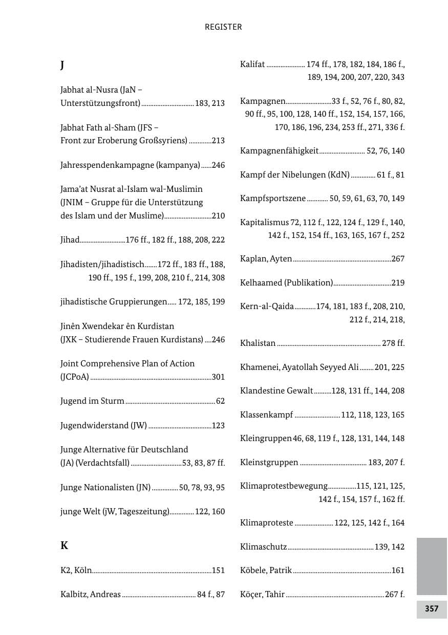 Seite 357 des Verfassungsschutzbericht 2019 Bund