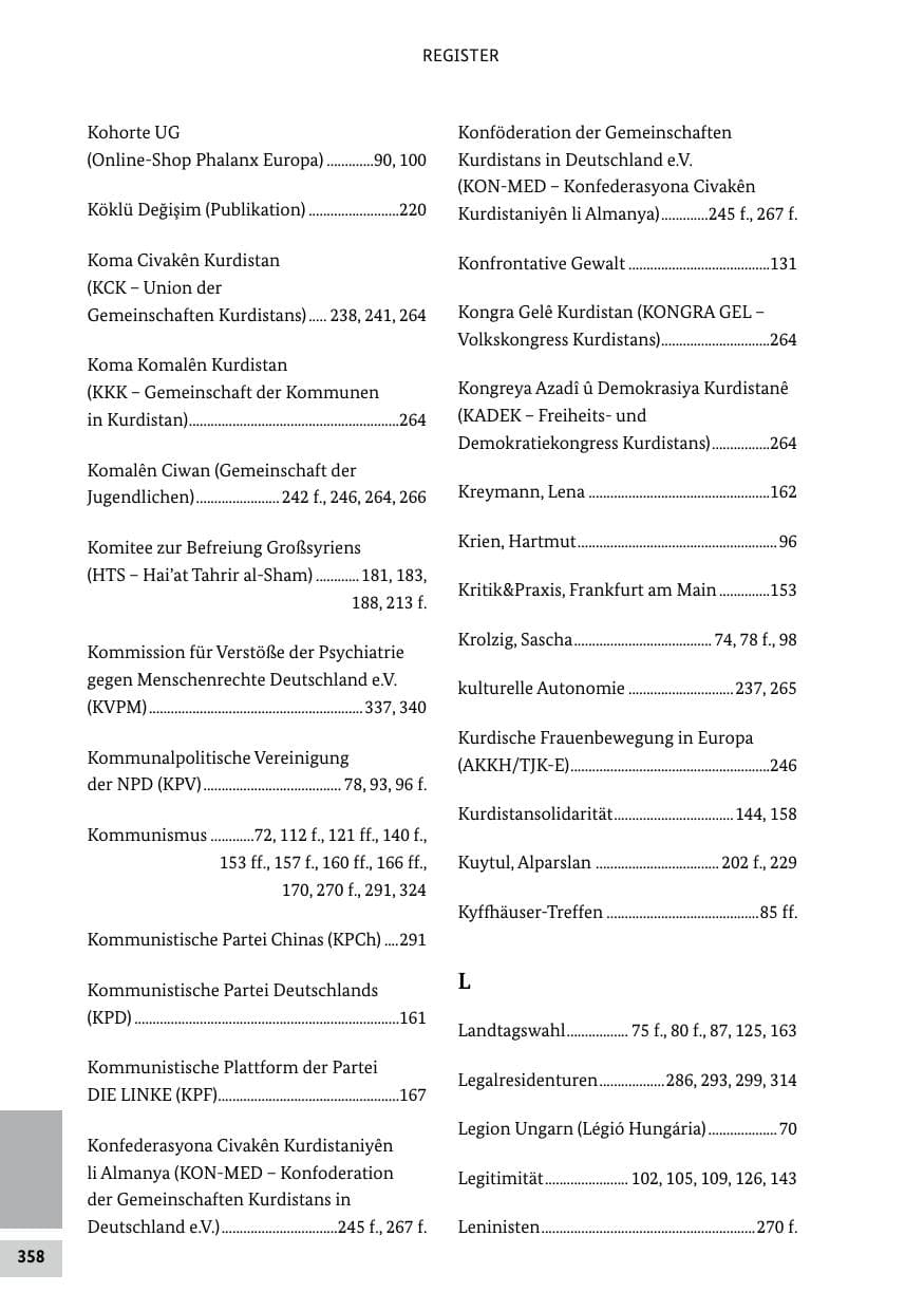 Seite 358 des Verfassungsschutzbericht 2019 Bund