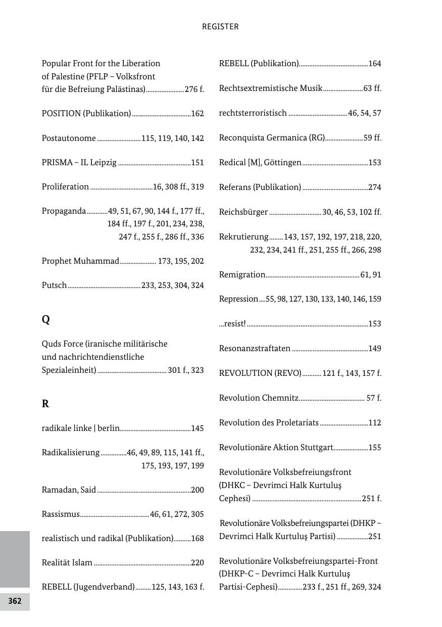 Seite 362 des Verfassungsschutzbericht 2019 Bund