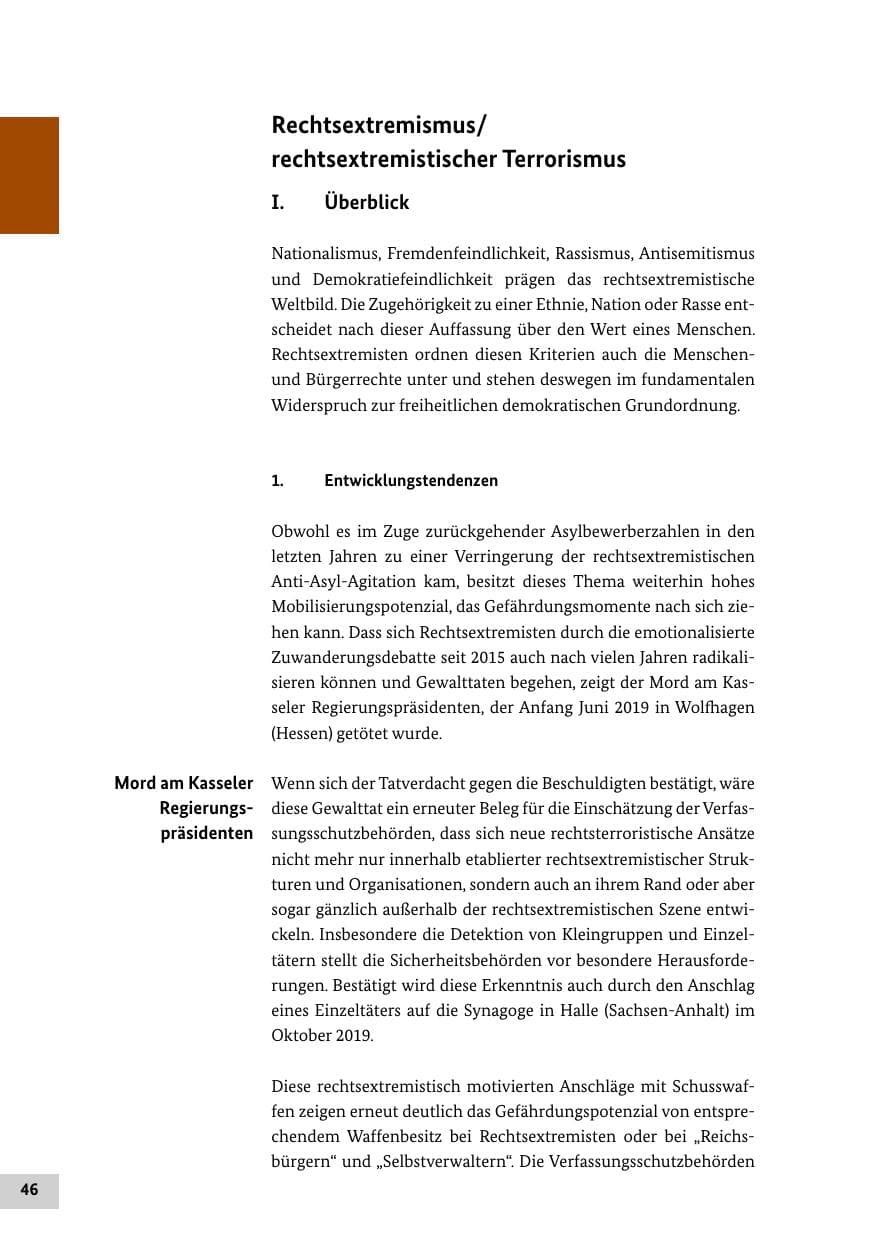 Seite 46 des Verfassungsschutzbericht 2019 Bund