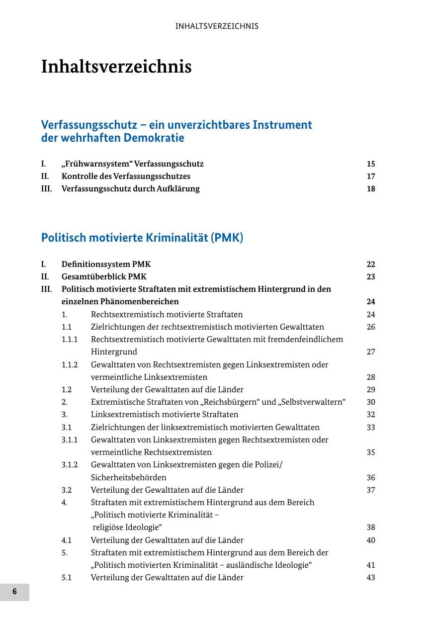 Seite 6 des Verfassungsschutzbericht 2019 Bund