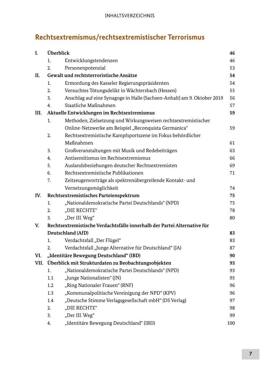 Seite 7 des Verfassungsschutzbericht 2019 Bund