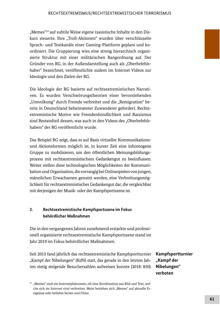Seite 61 des Verfassungsschutzbericht 2019 Bund