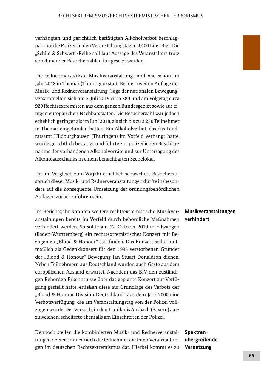 Seite 65 des Verfassungsschutzbericht 2019 Bund