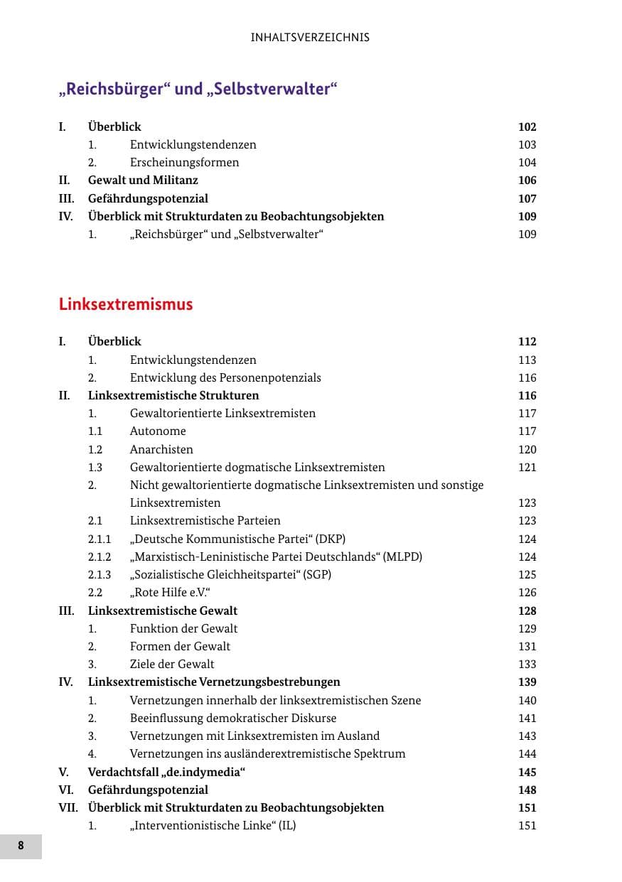 Seite 8 des Verfassungsschutzbericht 2019 Bund