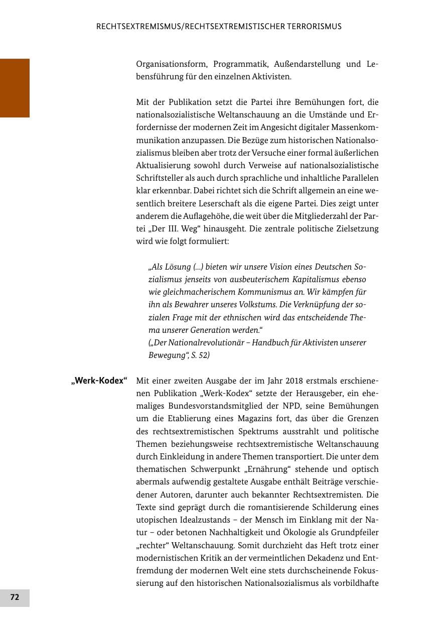 Seite 72 des Verfassungsschutzbericht 2019 Bund