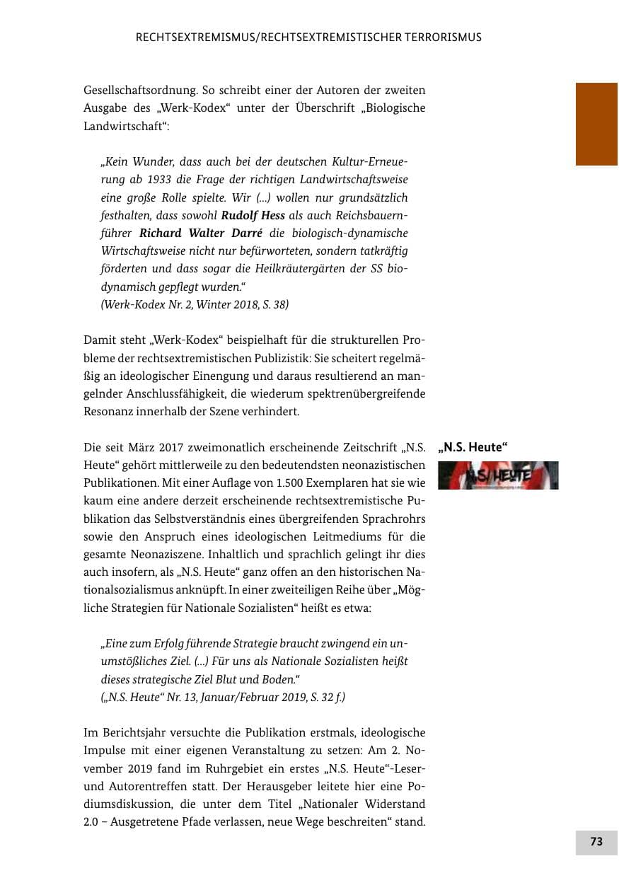 Seite 73 des Verfassungsschutzbericht 2019 Bund