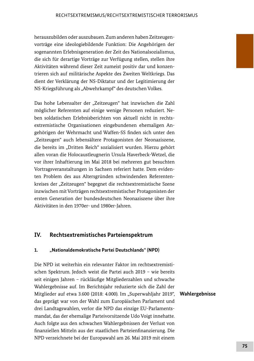 Seite 75 des Verfassungsschutzbericht 2019 Bund