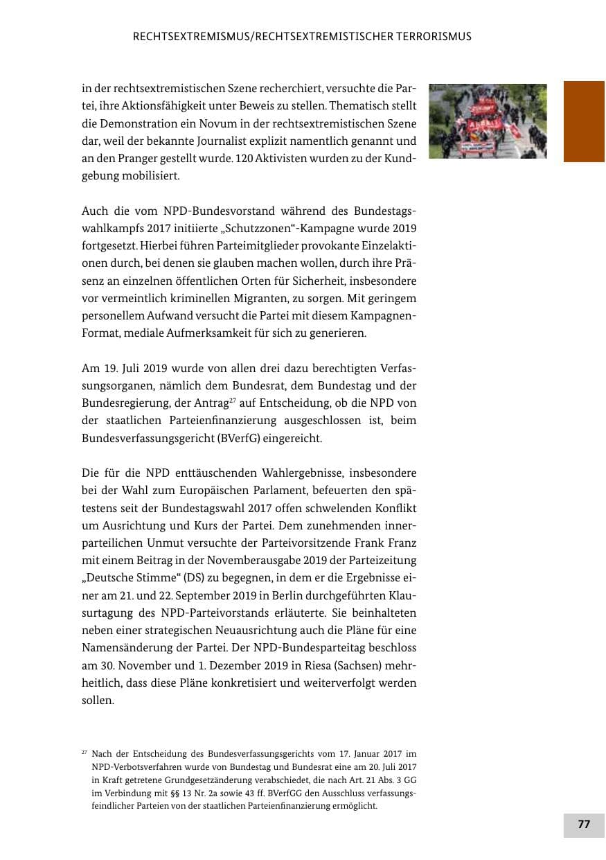 Seite 77 des Verfassungsschutzbericht 2019 Bund